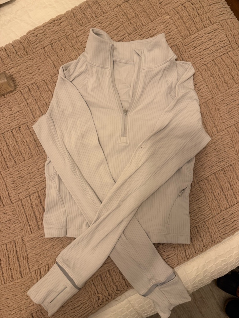 Lulu Lemon Light Gray/Off White Quarter-Zip Pullover